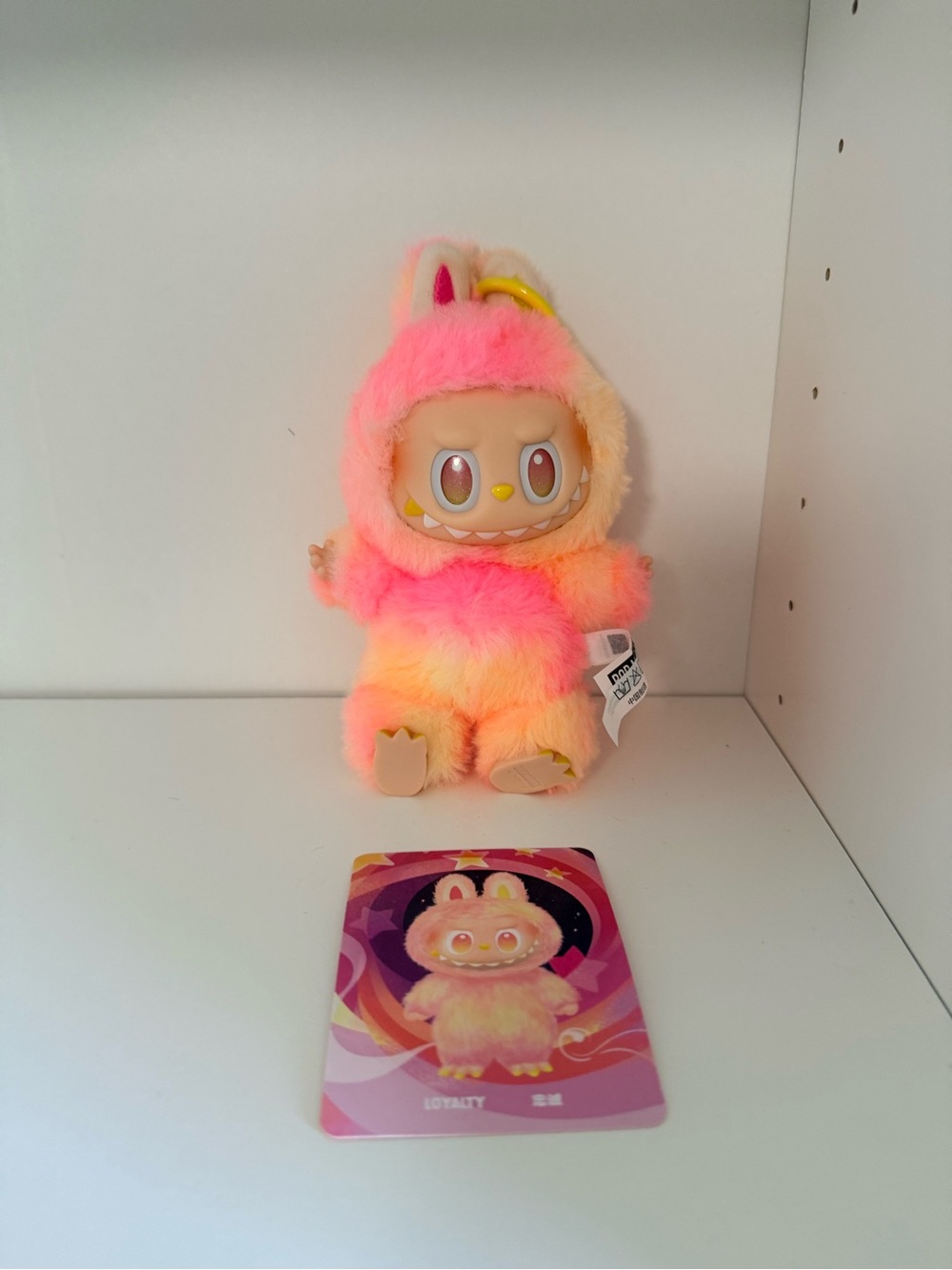 Labubu LOYALTY Pink & Peach Plush Monster Keychain